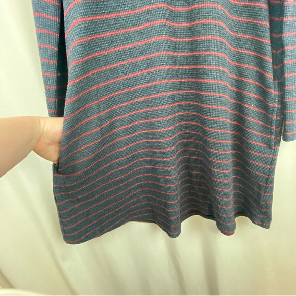 Toad&Co Dress Foothills Long Sleeve Waffle Knit Navy Red Organic Cotton Small - Picture 5 of 15